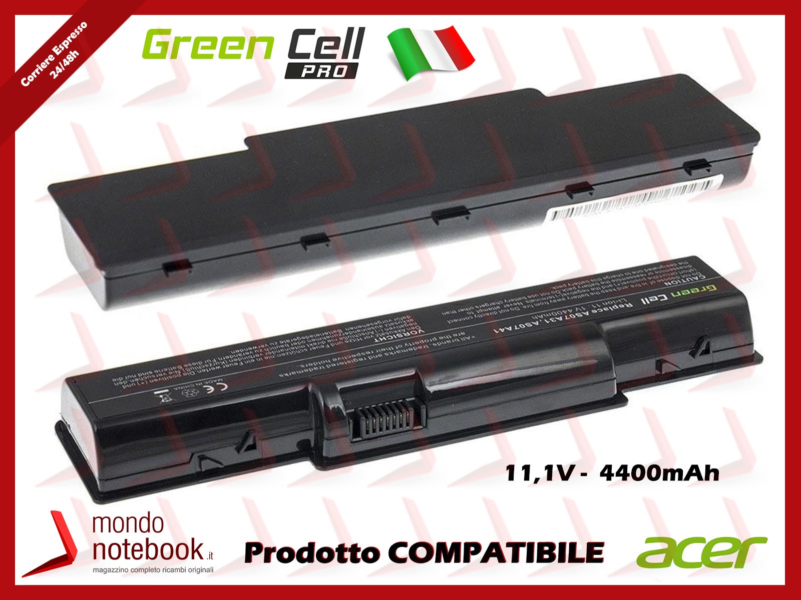 Green Cell Batteria Per Notebook 11.1 V 4400 Mah Acer - Immagine 10