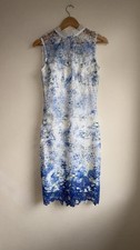 Paper Dolls London Blue Floral Lace Pencil Dress UK 10 Occasion Dress