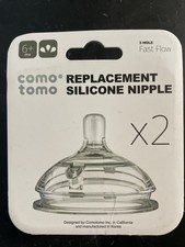 x2 New Comotomo Replacement Silicone Nipple 3 Hole Fast Flow 6 MO - Free Ship