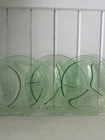 3 Uranium Green Divided Dinner Plates 9" Vaseline Depression Glass