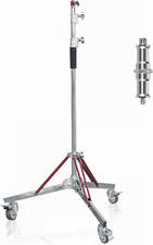 Heavy Duty 10.8Ft Light Stand with Casters, Adjustable Reinforced Stainless Stee