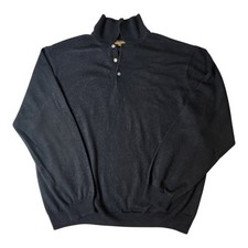 Roberto Villini Collezione 100 Merino Wool Mens Black Polo Sweater Size XL