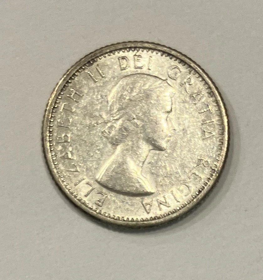 1963 CANADA 10C SILVER DIME ERROR DIE DAMAGE RUST PITS  F1011 - Image 3 of 4