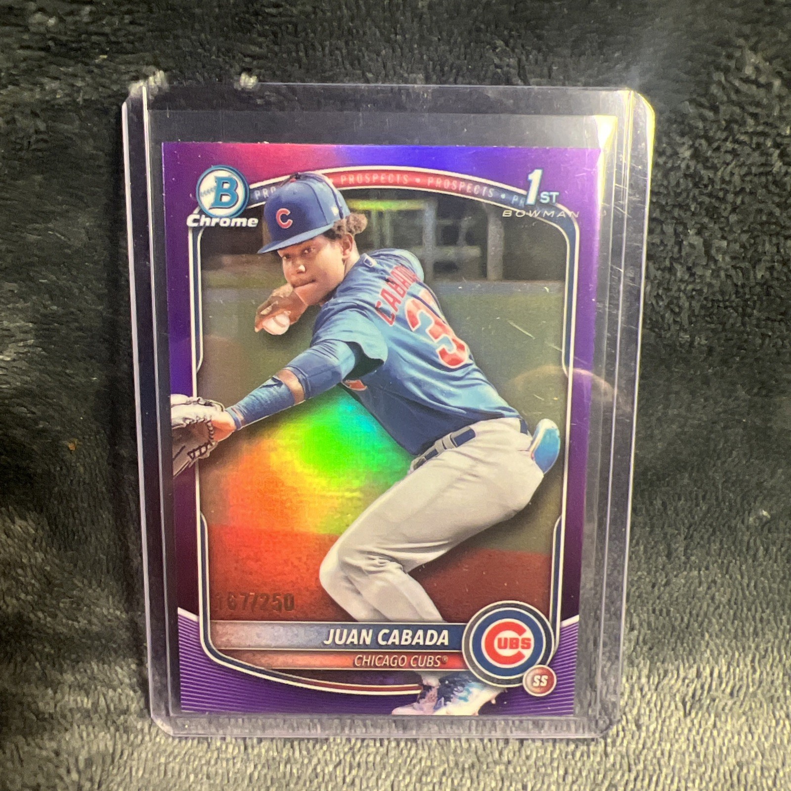 2025 Bowman Chrome Juan Cabada Purple Pulsar Refractor 1st #167/250