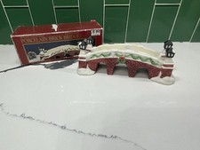 Vtg Dickens Collection Porcelain Brick Foot Bridge Christmas Village Town Boxed