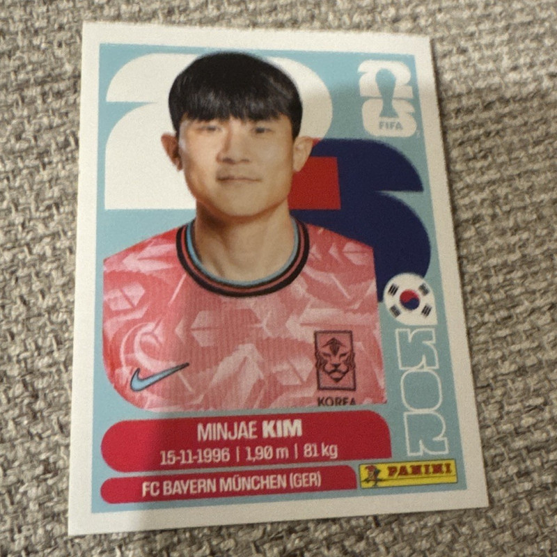 Panini FIFA World Cup 2026 Minjae Kim South Korea KOR 4 Bayern Soccer Sticker