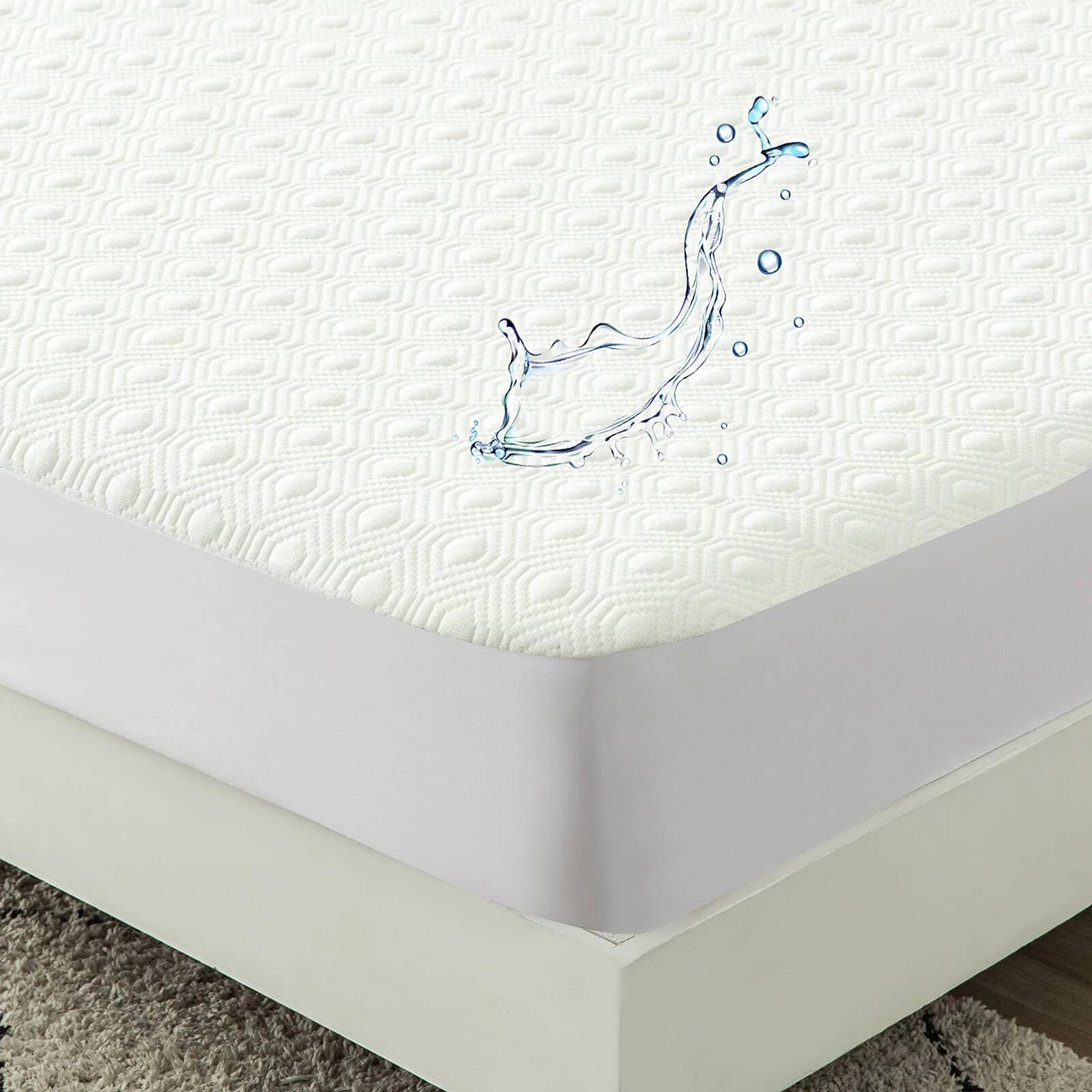 Waterproof Bamboo Viscose Cooling Mattress Protector Queen Size Breathable So...