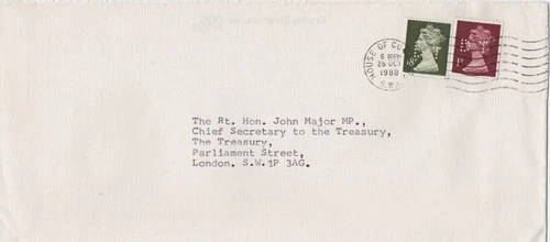 GB RT Hon John Major Cover with DT perfin Stamps 26th Oct 1988 House of Commons