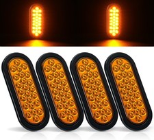 4Pcs 6.3" Oval LED Strobe Lights Amber 24 LED Trailer Tail Lights 6.3 Inch Oval
