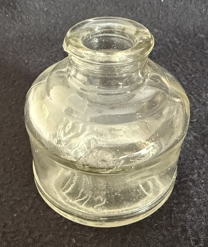 Vintage Glass Waterman's Ink 4oz. Embossed Letters Bottle Well