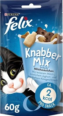FELIX KnabberMix Milchmäulchen Katzensnack Knusper-Leckerli 8er Pack 8 x 60g
