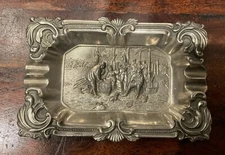 Vintage Repousse Ornate Embossed Pub Party Scene Ashtray