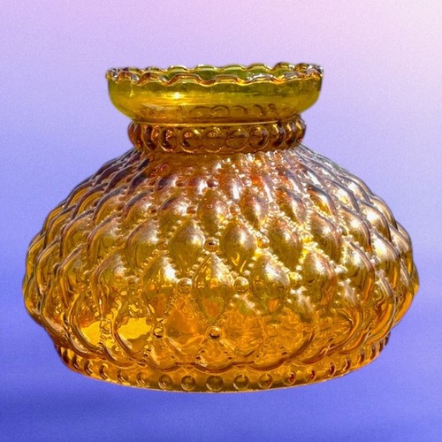 Ricambio paralume lampada uragano vintage vetro ambrato trapuntato arruffato