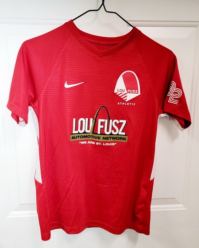 Nike Lou Fusz Athletic Soccer Jersey Red Men's Size Large Sponsored Team Shirt