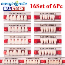 Dental Acrylic Resin upper/Lower Anterior Denture Teeth A1/A2/A3 16Set 6Pc 2Pack