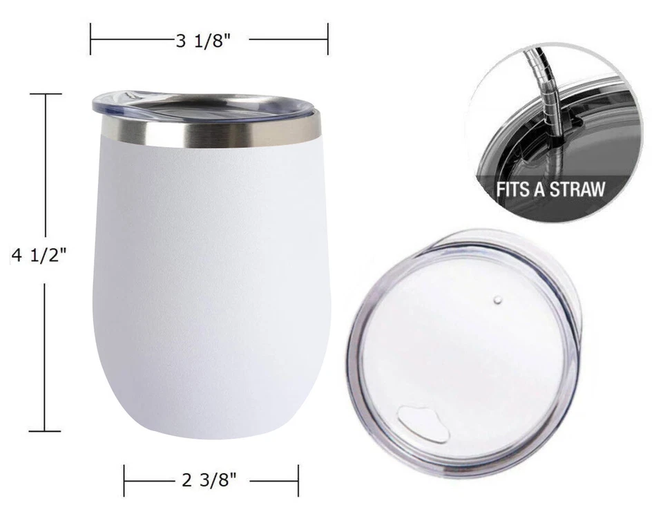 Vaso de vino de acero inoxidable 12 oz tapa para sorber vacío doble pared aislada Foto 2 de 4