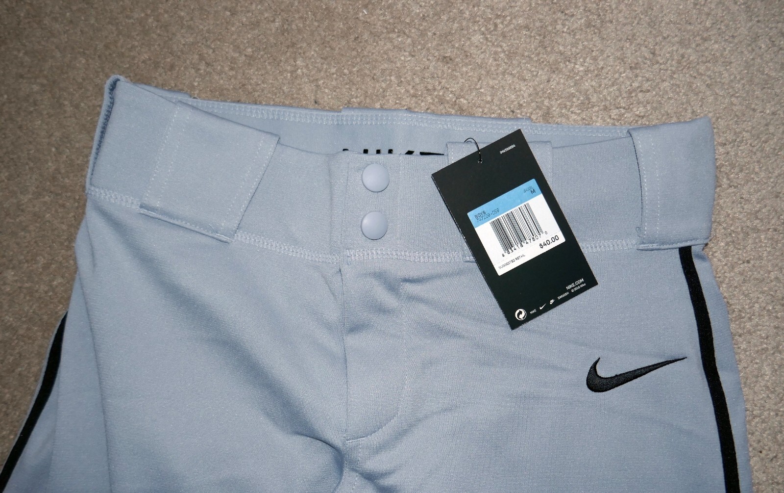 Nike Boys Baseball Pants Gray Black Piping Sz Medium / Large NEW eBay