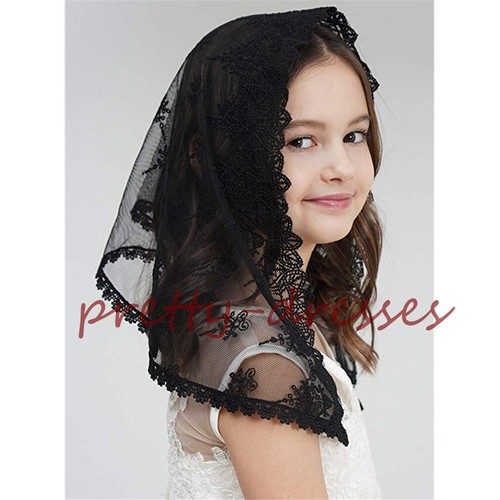 D Shape Veils Mantilla Church Catholic chapel Lace White Child First communion - Picture 18 of 24