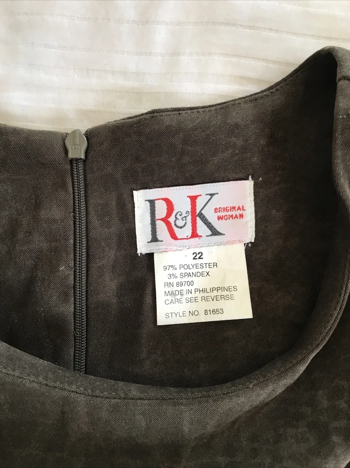 R&K Originals VINTAGE Stretch knee length short sleeve dress Sz 22.Shoulder pads - Изображение 2 из 4