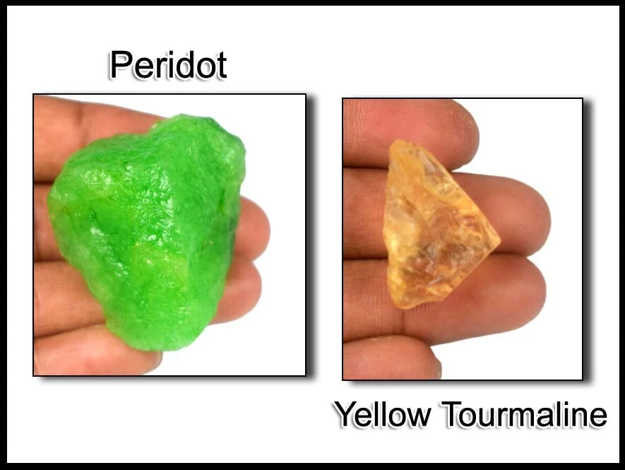 Ebay 230 Ct. Natürlicher Gelber Turmalin & Peridot Edelstein Rohpaar GH751 - Bild 4 von 4