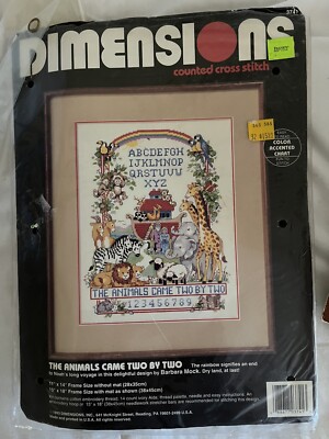 Cross Stitch Kit DIMENSIONS Noah s Ark Animals Came Two By Two Color 11x14