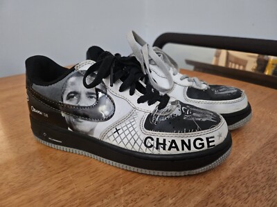 Rare Black/White Nike Air Force 1 Obama 2008 Low 318275 010 Mens 4.5 Womens 6 