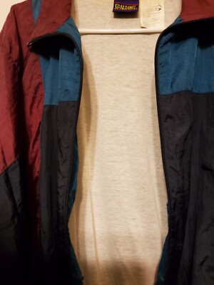 Vtg! Spalding 80s Multi Color Block Lined Zip Windbreaker Jacket 