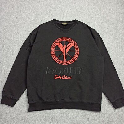 Carlo Colucci Maskulin Herren Sweatshirt XL Schwarz Rot Rundhals