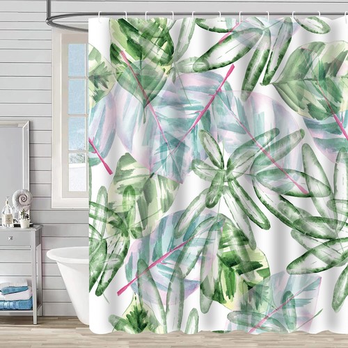 2025 NEW Floral Leaves Waterproof Showe Curtain Extra Long Fabric Bathroom - Picture 54 of 65