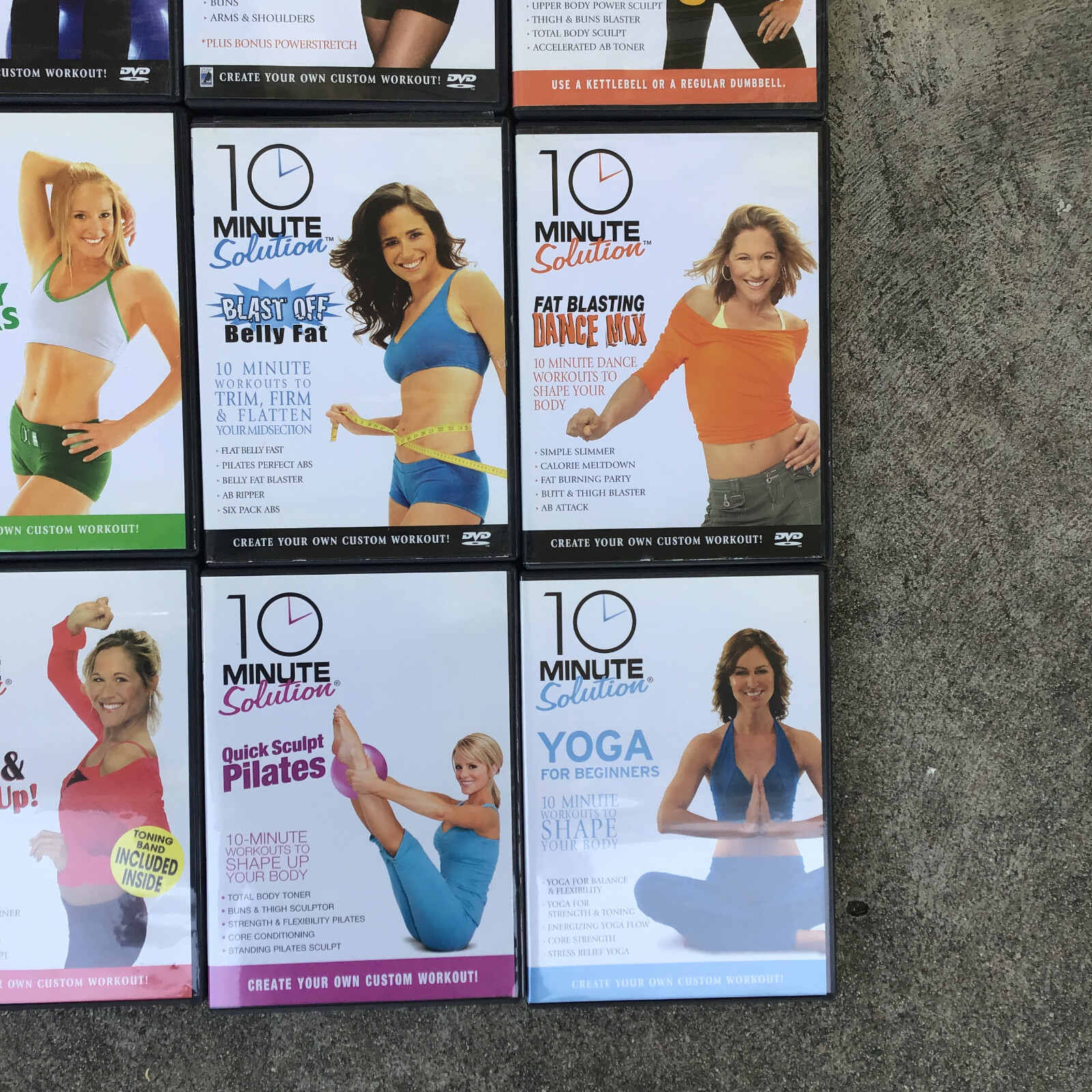 Lot of 12 10 MInute Solution DVDs Pilates Kickboxing Dance Interval Training eBay