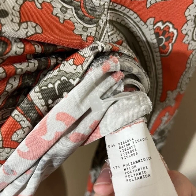 Blusa Top ETRO Milano Naranja Gris Cachemira Rayón Manga 3/4 Talla 42 Foto 4 de 4