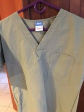 CREST UNIFORMS UNISEX SCRUB V NECK TOP NURSING UNIFORM STYLE 105 OLIVE GREEN XS
