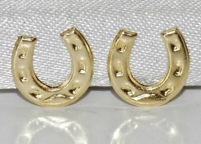 9 kt Gold Hufeisen Ohrstecker / 9 kt Gold Ohrstecker / Glückshufeisen