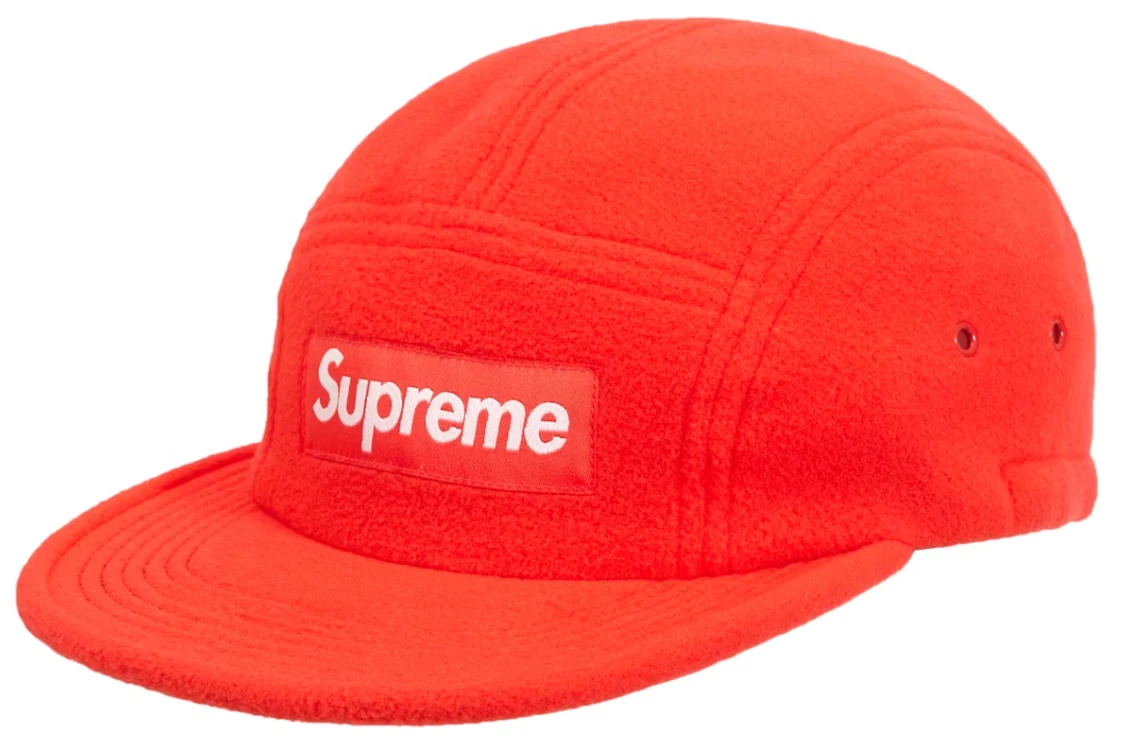 FW18 SUPRÊME POLAIRE PULLCORD CASQUETTE DE CAMP CORAIL BOÎTE LOGO 5 PANNEAUX CHAPEAU
