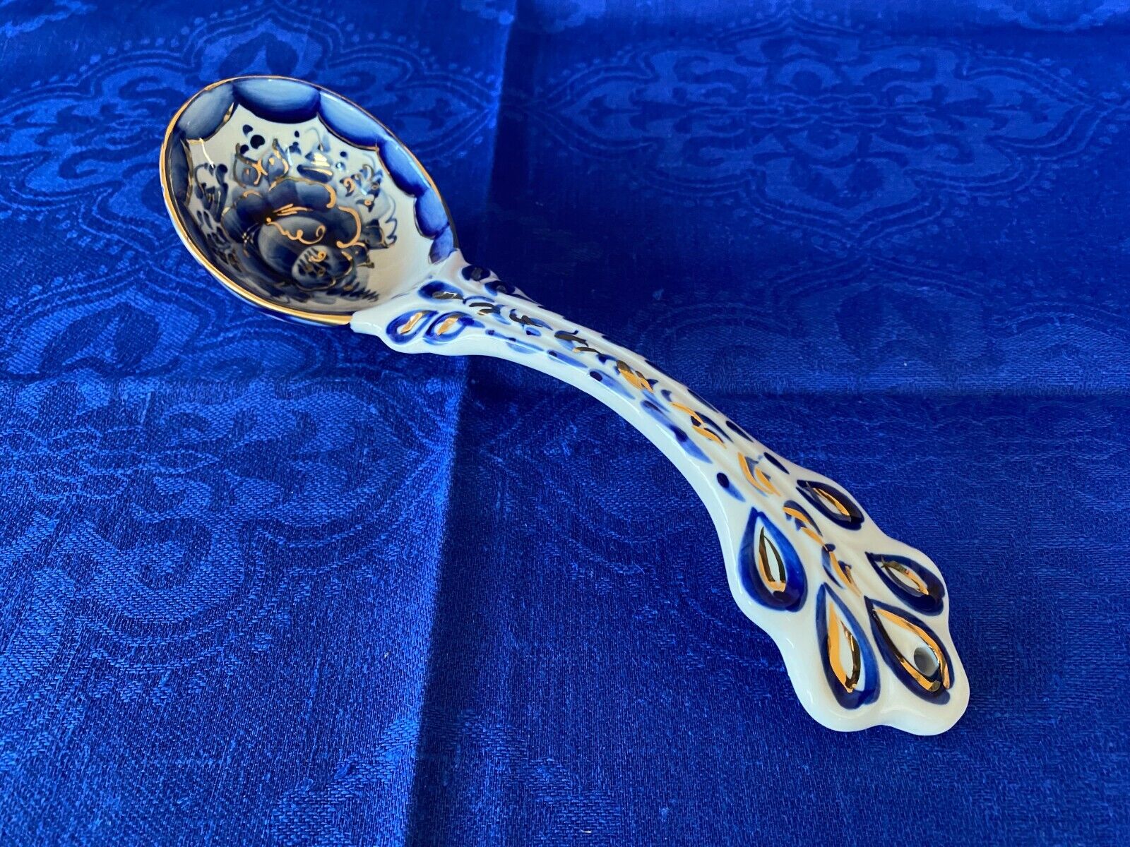 Gzhel Porcelain Decorative Spoon, 10.5"x3"x2.5"
