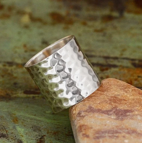 Cuff Ring ,925 Sterling silver Ring Handmade Ring Wide Band Ring, Hammered VTR