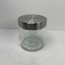 Clear Glass Storage Jar With Brushed Nickel Screw Top 4x4