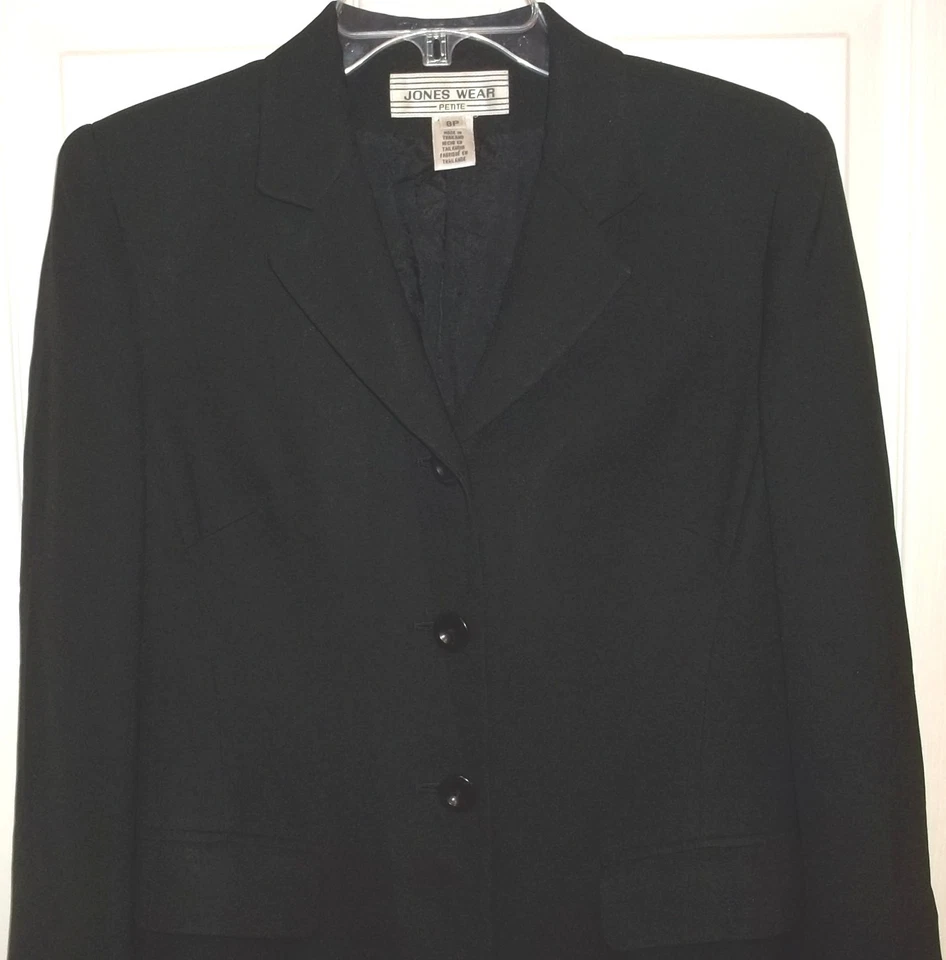 Mujer JONES WEAR~BLAZER Traje NEGRO~Talla 8 Petite 8P~NUEVO~Chaqueta de vestir $100 Foto 2 de 4