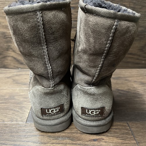 UGG Womens 8 Classic Short Winter Booties Brown Suede Fur Pull On Casual 5825 - Picture 6 of 11