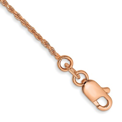 14 Karat Rotgold 1 mm Diamantschliff Handarbeit Seil Kette Armband