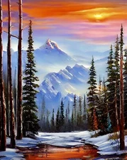 Bob Ross Style Limited Edition Landscape Art Print | Signed Art Collectible