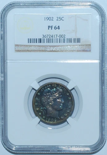 1902 NGC PR64 Proof Strike Barber Quarter
