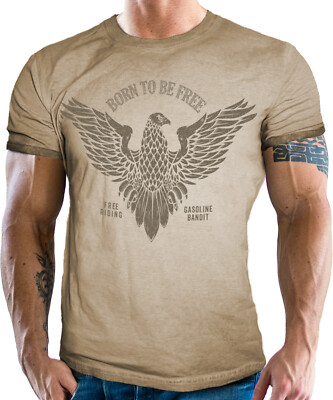 GASOLINE BANDIT T-Shirt Born to be free Free riding Eagle Bike USA S - 4XL H-SA