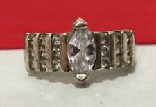 Vintage 925 Sterling Silver Cubic Zirconia CZ Wedding Engagement Ring SIZE 8.75