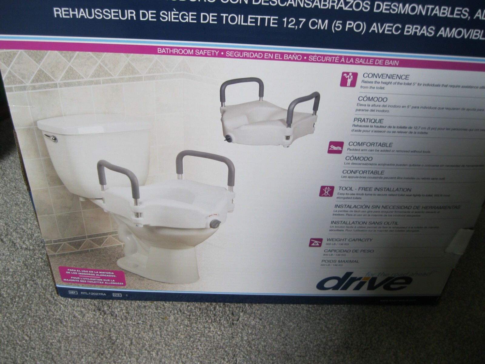 New, Drive, Raised Toilet Seat with Grelly USA