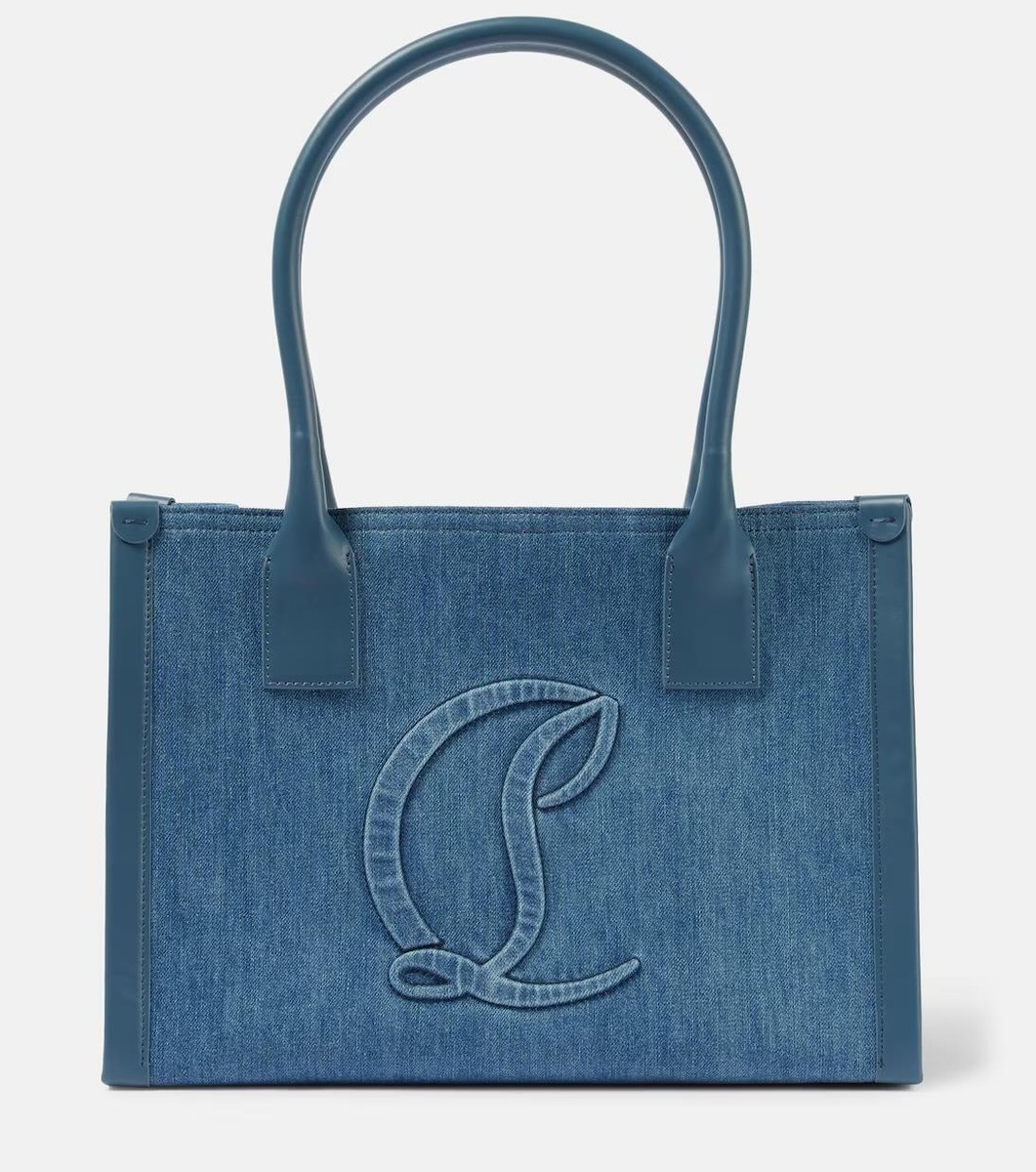 【ラフな洒落感】Christian Louboutin ByMySideE/W デニムトート Christian Louboutin BY MY SIDE Denim Leather Trim Tote Bag