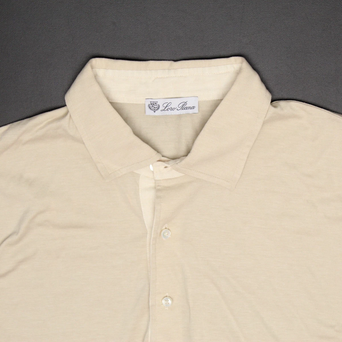 Loro Piana Mens Golf Shirt XXL Beige Microstripe Cotton Polo