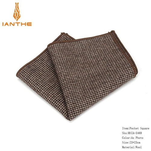 Striped Solid Pattern Square Handkerchiefs Men Fashion Wool Pocket Handkerchief - Picture 29 of 29