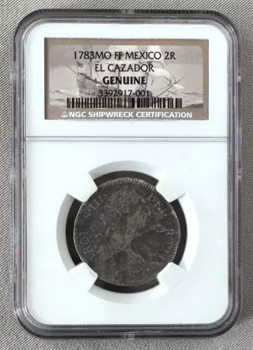 1783 MO FF Mexico 2 Reales EL CAZADOR SHIPWRECK Genuine NGC Certified Coin;X059