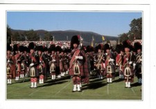 SCOTLAND -  MASSED PIPE BANDS, BRAEMAR GATHERING LARGE COLOUR POSTCARD